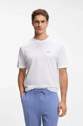 T-Shirt aus Baumwollmesh mit Stickerei