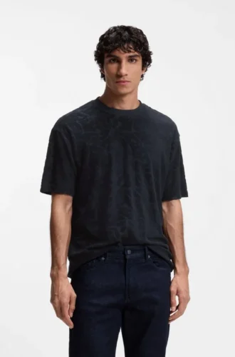 T-Shirt aus Baumwollmischung mit Blumen-Jacquardmuster
