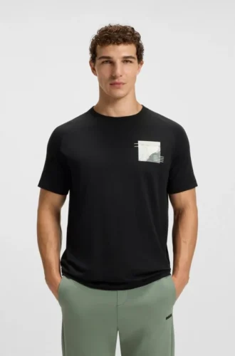 T-Shirt aus Baumwollmischung mit dekorativen reflektierenden Akzenten