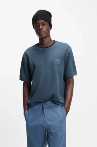 T-Shirt aus Baumwollmischung mit Drop-Needle-Streifen