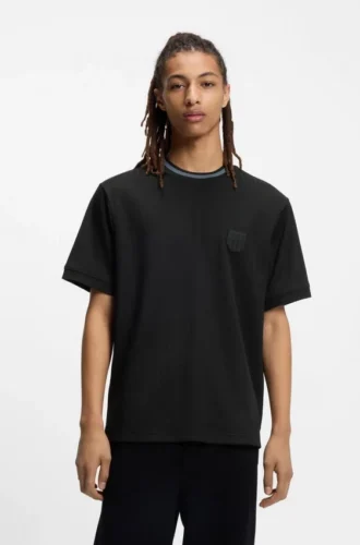 T-Shirt aus Baumwollmischung mit Drop-Needle-Streifen
