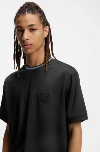 T-Shirt aus Baumwollmischung mit Drop-Needle-Streifen