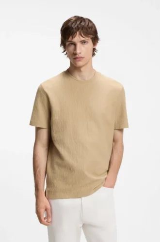 T-Shirt aus Baumwollmischung mit Knitteroptik
