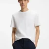 T-Shirt aus Baumwollmischung mit Knitteroptik