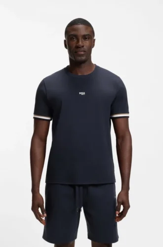 T-Shirt aus Baumwollmischung mit Logo und charakteristischen Streifen