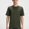 T-Shirt aus Interlock-Baumwolle mit metallischem Logo-Aufnäher
