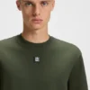 T-Shirt aus Interlock-Baumwolle mit metallischem Logo-Aufnäher