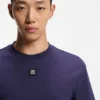 T-Shirt aus Interlock-Baumwolle mit metallischem Logo-Aufnäher