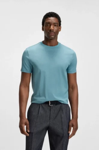 T-Shirt aus merzerisierter Baumwolle mit geometrischem Jacquardmuster