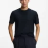 T-Shirt aus merzerisierter Baumwolle mit Monogramm-Jacquard T-Shirt aus merzerisierter Baumwolle mit Monogramm-Jacquard