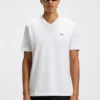T-Shirt aus Stretch-Baumwolle in Regular-Fit mit kontrastierendem Logo