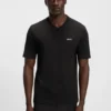 T-Shirt aus Stretch-Baumwolle in Regular-Fit mit kontrastierendem Logo