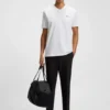 T-Shirt aus Stretch-Baumwolle in Regular-Fit mit kontrastierendem Logo