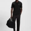 T-Shirt aus Stretch-Baumwolle in Regular-Fit mit kontrastierendem Logo