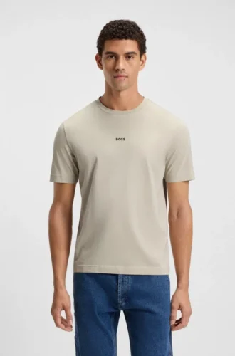 T-Shirt aus Stretch-Baumwolle mit Kontrastlogo