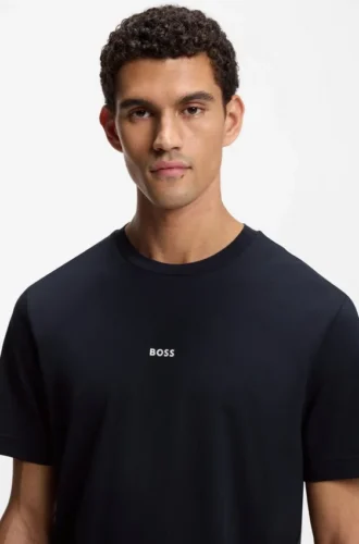 T-Shirt aus Stretch-Baumwolle mit Kontrastlogo
