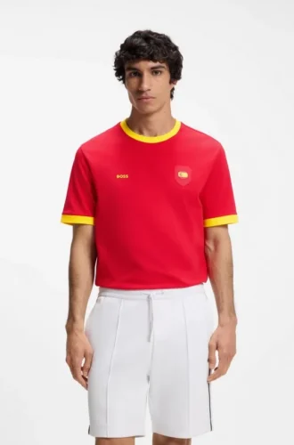 T-Shirt aus Stretch-Baumwolle mit Landesflagge und Logo