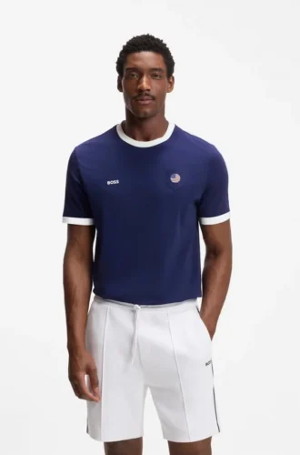 T-Shirt aus Stretch-Baumwolle mit Landesflagge und Logo