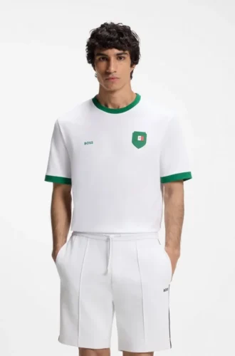 T-Shirt aus Stretch-Baumwolle mit Landesflagge und Logo