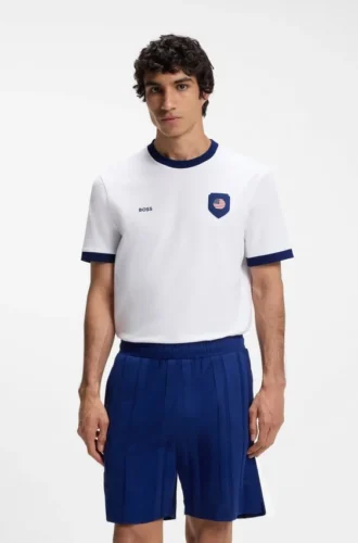 T-Shirt aus Stretch-Baumwolle mit Landesflagge und Logo