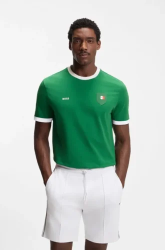 T-Shirt aus Stretch-Baumwolle mit Landesflagge und Logo