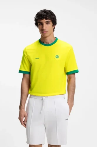 T-Shirt aus Stretch-Baumwolle mit Landesflagge und Logo