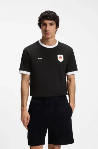 T-Shirt aus Stretch-Baumwolle mit Landesflagge und Logo