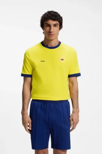 T-Shirt aus Stretch-Baumwolle mit Landesflagge und Logo