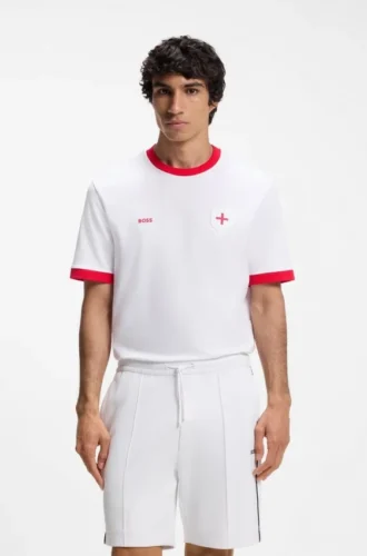 T-Shirt aus Stretch-Baumwolle mit Landesflagge und Logo