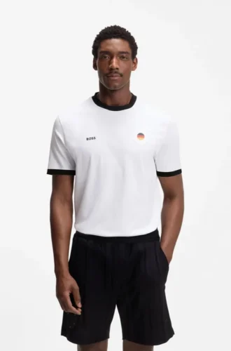 T-Shirt aus Stretch-Baumwolle mit Landesflagge und Logo