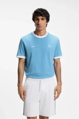 T-Shirt aus Stretch-Baumwolle mit Landesflagge und Logo