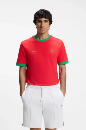 T-Shirt aus Stretch-Baumwolle mit Landesflagge und Logo