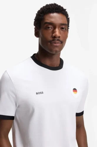 T-Shirt aus Stretch-Baumwolle mit Landesflagge und Logo