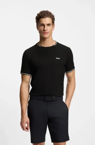 T-Shirt aus Stretch-Baumwolle mit Streifen und Logo