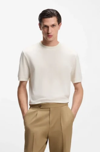 T-Shirt in Regular-Fit aus einer merzerisierten Baumwollmischung