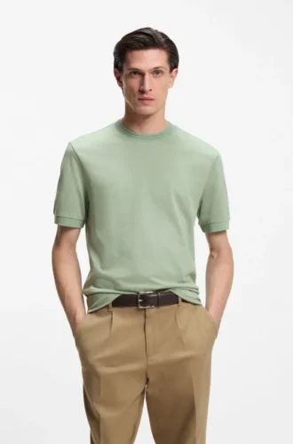 T-Shirt in Regular-Fit aus einer merzerisierten Baumwollmischung