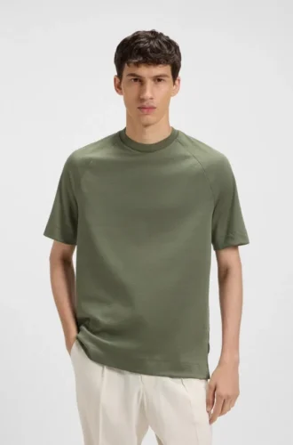 T-Shirt in Regular-Fit aus merzerisiertem Stretchstoff