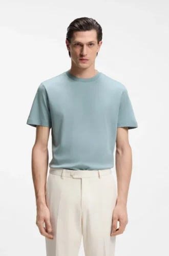 T-Shirt in Regular-Fit aus merzerisierter Baumwolle