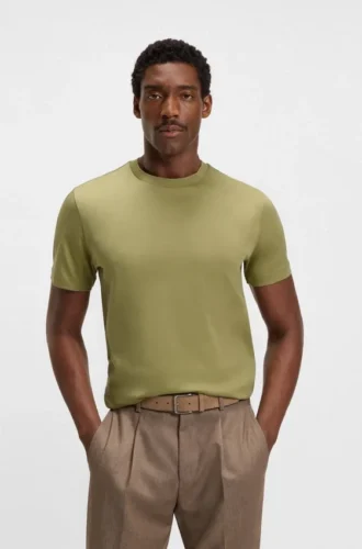 T-Shirt in Regular-Fit aus merzerisierter Baumwolle
