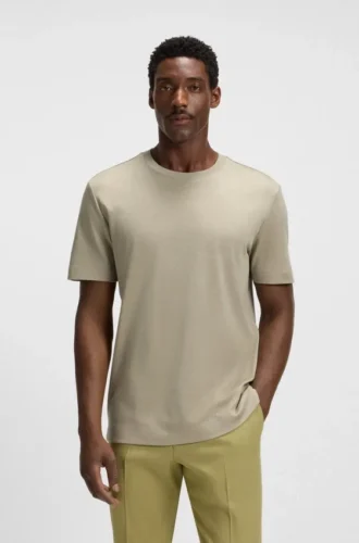 T-Shirt in Regular-Fit aus merzerisierter Baumwolle und Seide