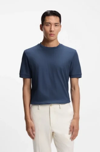 T-Shirt in Regular-Fit aus strukturierter Baumwolle