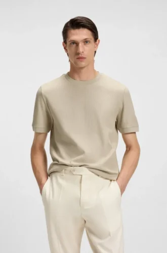 T-Shirt in Regular-Fit aus strukturierter Baumwolle
