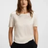 T-Shirt in Regular-Fit mit Vorderseite aus Stretch-Seide
