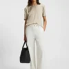 T-Shirt in Regular-Fit mit Vorderseite aus Stretch-Seide