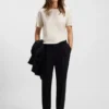 T-Shirt in Regular-Fit mit Vorderseite aus Stretch-Seide