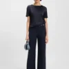T-Shirt in Regular-Fit mit Vorderseite aus Stretch-Seide