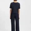 T-Shirt in Regular-Fit mit Vorderseite aus Stretch-Seide