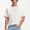 T-Shirt in Relaxed-Fit aus Baumwolle mit gestreiften Bündchen