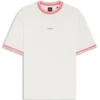 T-Shirt in Relaxed-Fit aus Baumwolle mit gestreiften Bündchen