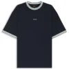 T-Shirt in Relaxed-Fit aus Baumwolle mit gestreiften Bündchen